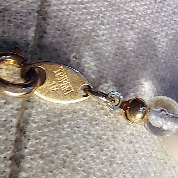 Vintage 80s Trifari Necklace Faux Pearls Gold Tone Cone and Clear Bead Spacers - Picture 4 of 7